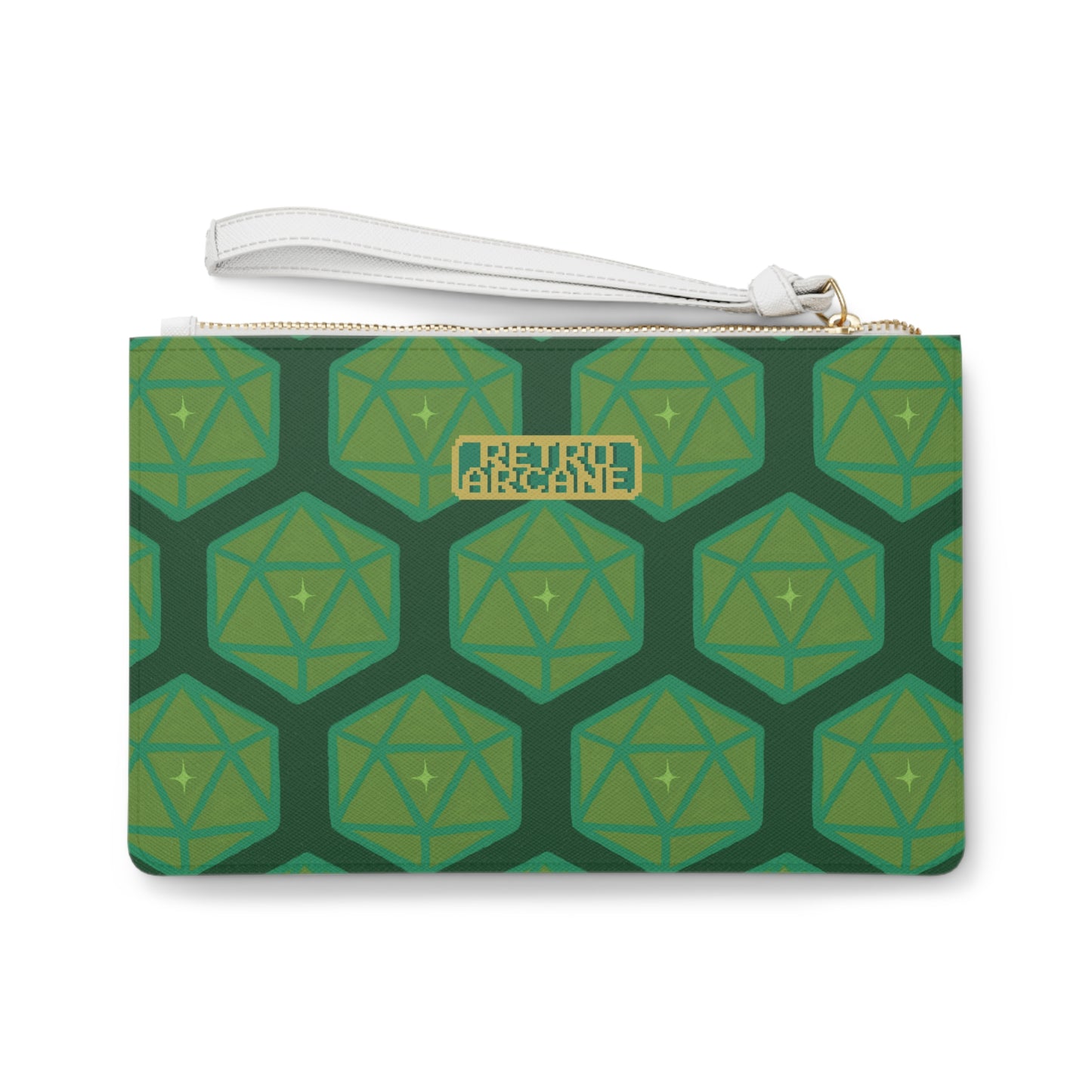 D20 Dice Green Clutch Bag