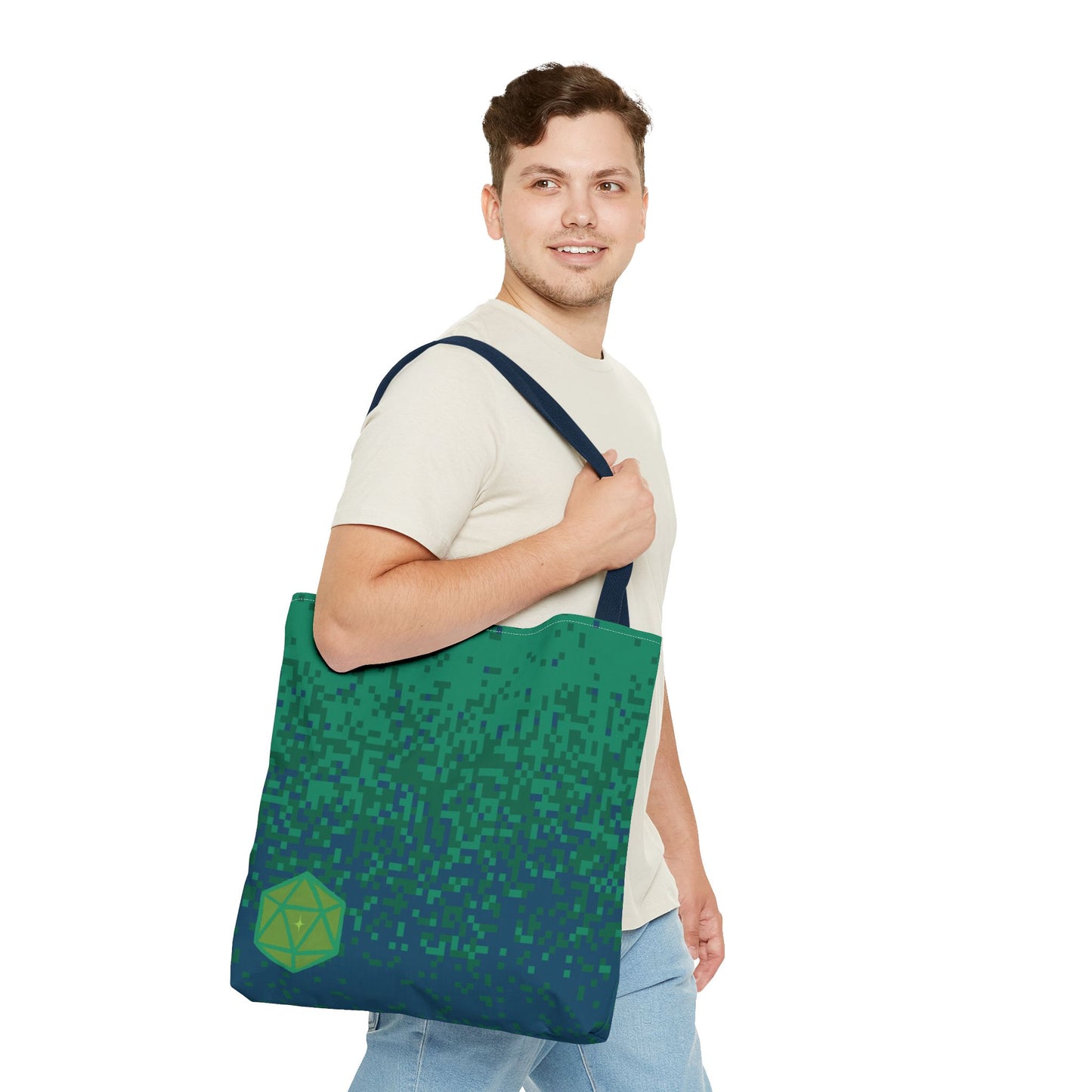 Pixelated D&D D20 Dice Tote Bag