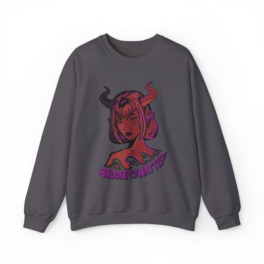 Baddie with a Nattie Tiefling Crewneck Sweatshirt